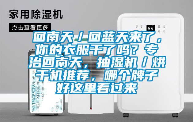 回南天／回藍天來了，你的衣服干了嗎？專治回南天，抽濕機／烘干機推薦，哪個牌子好這里看過來